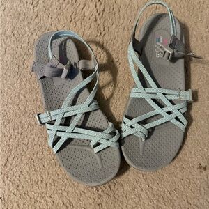 Skechers Gray and Light Blue Sandals
